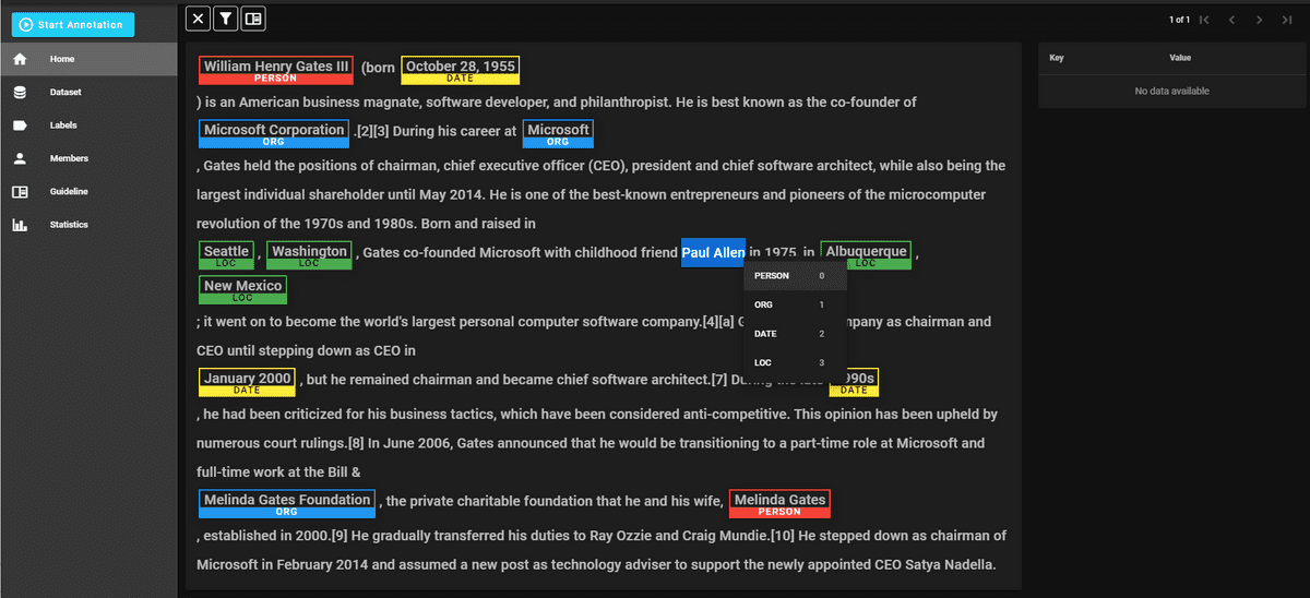 Figure 5 - Docccano screenshot