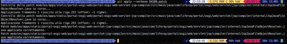 Figure 1 - Patch application to the Liferay sources of the bundle affected by the bug