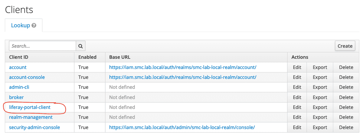 Figure 9 - The new liferay-portal-client available on the realm client list