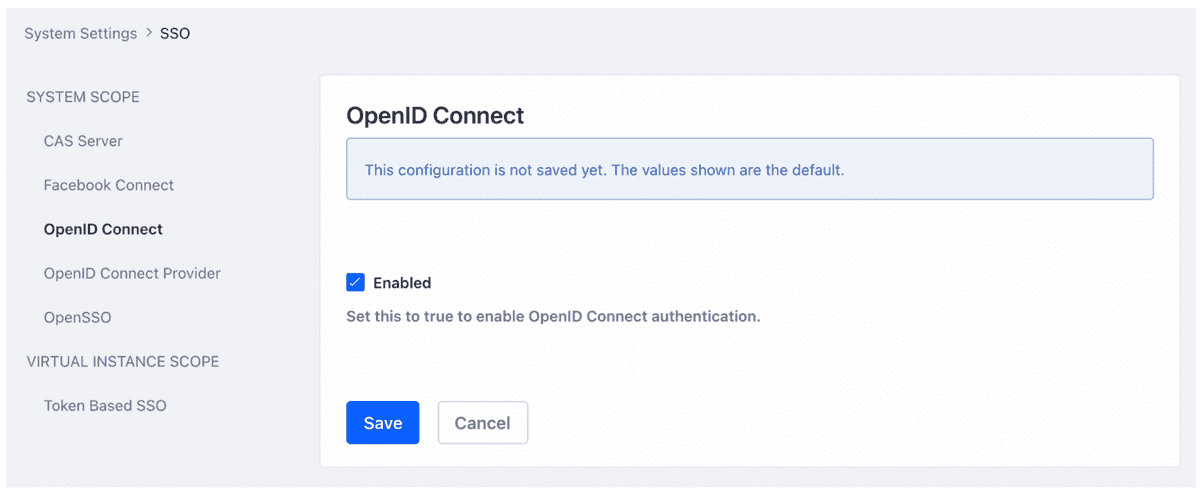 Figure 14 - Enabling authentication via OpenID Connect