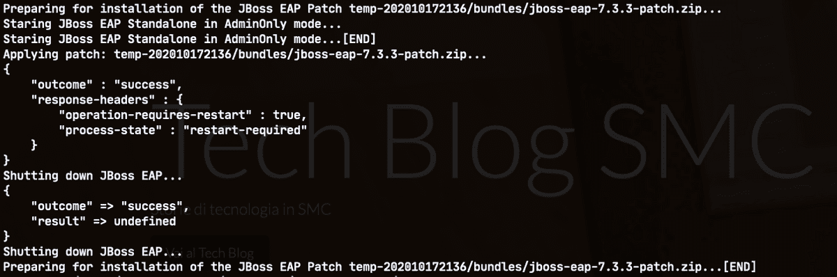 Figura 30 - Applicazione della Patch 7.3.3 a JBoss EAP 7.3